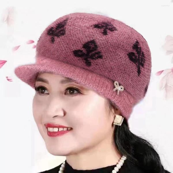 Berretti da baseball Bellissimo berretto invernale termico da donna di mezza età Cappello lavorato a maglia lavabile resistente al freddo