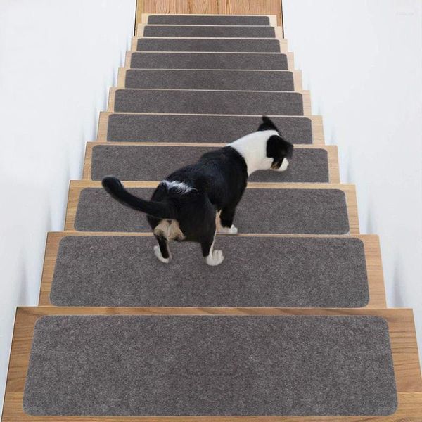 Teppiche 15 teile/satz Treppenstufe Teppichmatten Selbstklebende Bodenmatte Schritt Treppe Rutschfeste Türpolster Schutzabdeckung Teppich für Wohnkultur