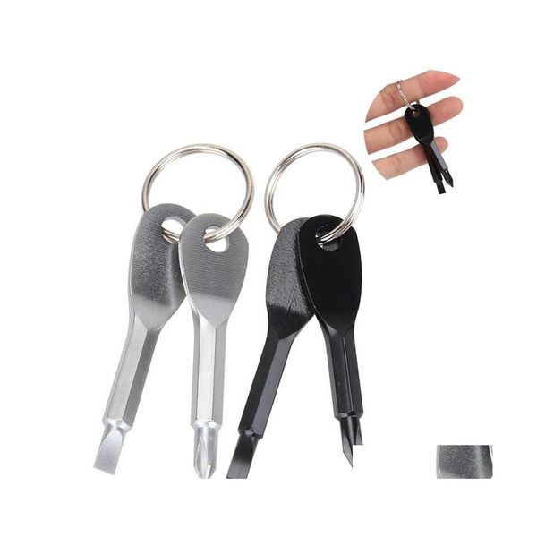 Chave de fenda Chave de fenda teclado portátil Cadeia de tecla com fenda de metal portátil Outdoor Mtifuncional Phillips Hand Tools com Keyring Dro dhhbd