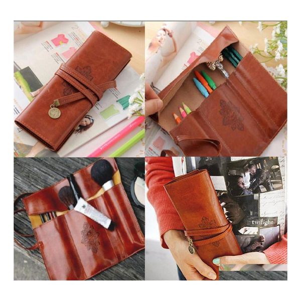 Bleistifttaschen Trendy Retro Vintage Stiftetui Kosmetiktasche Tasche Tragbare Schulbedarf Drop Lieferung Büro Business Industrial Cas Dhepd