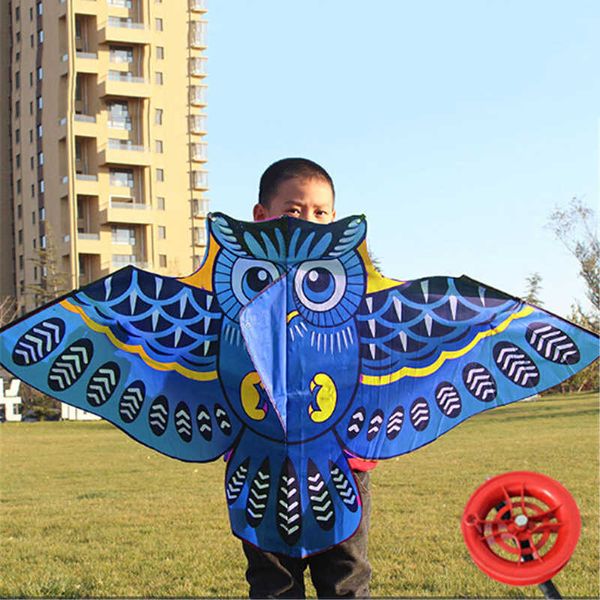 s 110cm Voando coruja de desenho animado colorido com kite line Kids Outdoor Toy 0110