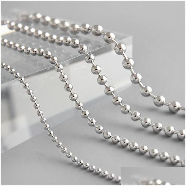 Braccialetti a catena con perline rotonde geometriche in argento sterling 925 autentico per le donne Nuovo braccialetto da sposa fatto a mano 2/3/4 / 5Mm Goccia Deli Dhyov