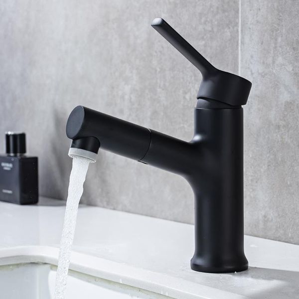 Banyo Lavabo muslukları Siyah Havza musluk püskürtücü nozul tek saplı su musluk soğuk mikser muslukları