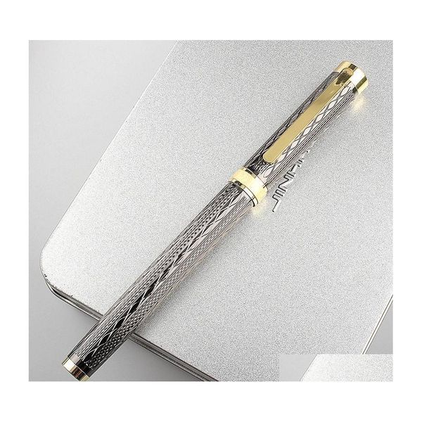 Фонтановые ручки 120 металлическая серая ручка 0,5 Nib Beautif Tree Texture Отличная письменная бизнес -офис доставка школа промышленность Su Dh3ky