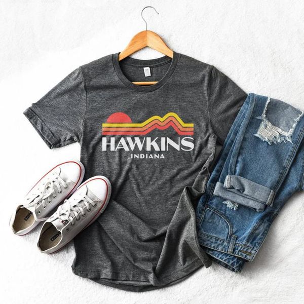 Damen TShirt Retro Stranger Things Hawkins Indiana Unisex Mittelschulshirt Upside Down Tees Vintage Ästhetisches Grafik-T-Shirt 230110