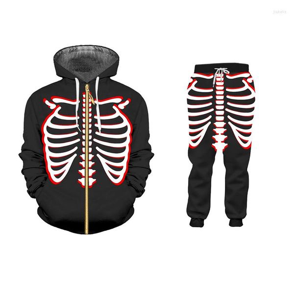 Tute da uomo Y2K Street Style Skeleton Felpe con cappuccio Donna Gothic Golden Zip UpFelpe oversize Donna Retro Harajuku Giacca con cappuccio