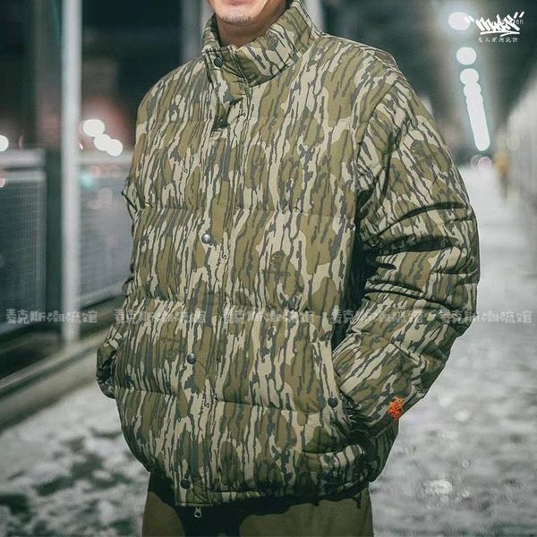 Erkek ceketler 22ss kış kamuflaj dikey desen dijital baskı pamuk yastıklı ceket