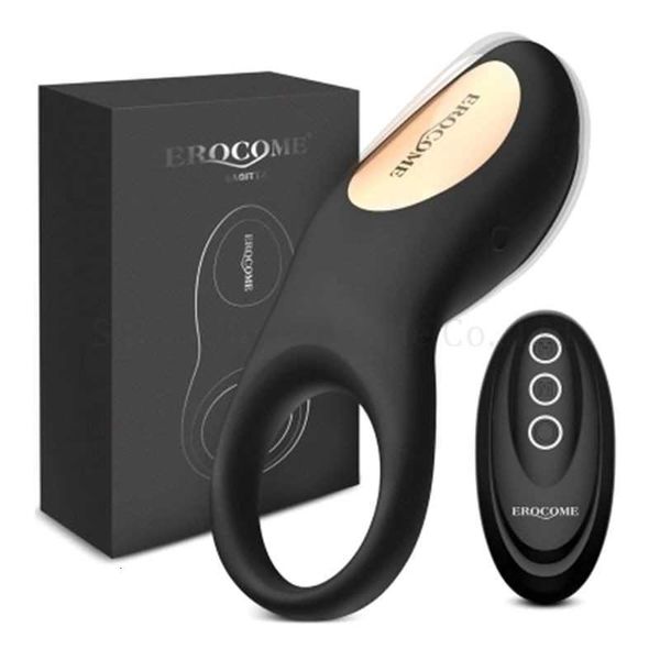 Massageador adulto 8 Modo de vibração Controle remoto sem fio Penis Rings Vibrador de silicone para homens Casal Sex Toy