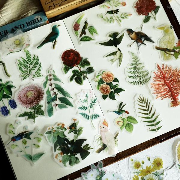 Подарочная упаковка Kljuyp 56pcs Flowers Birds Vellum Sticker