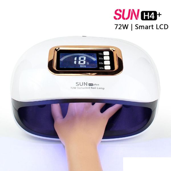 Secadoras de unhas sol h4 mais lâmpada de gelo para unhas de manicure UV LED 72W Curing Gel polonês Hine com timer 10s 30s 60s 99s Drop Delive Dhnaq