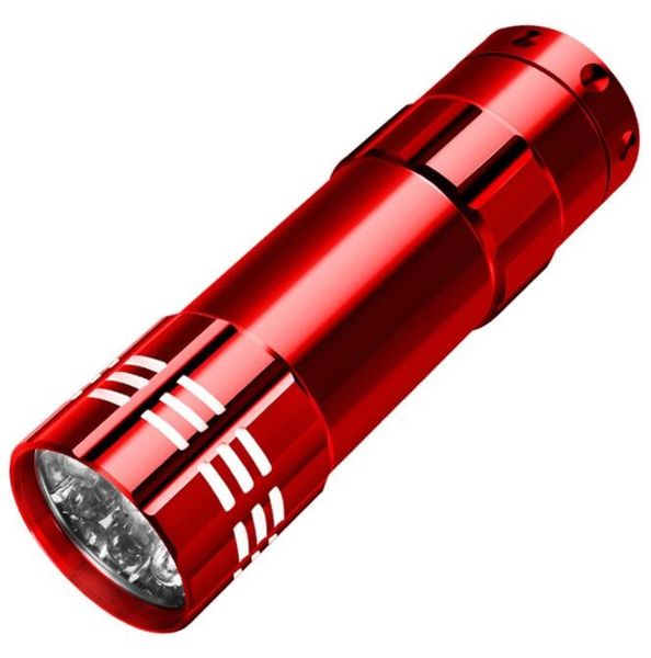 Mini torce 9LED Lega di alluminio Torce UV Ultra Violet Portachiavi portatile 9 Torcia LED Blacklight Torch Light Lamp