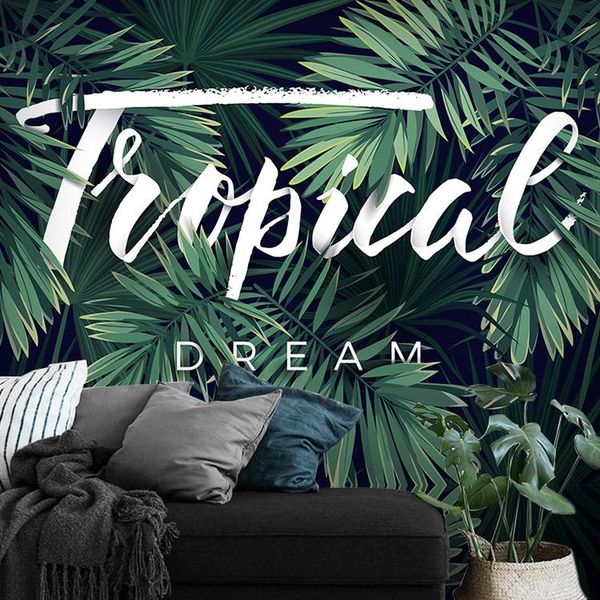 Papéis de parede Papéis de parede personalizados florestas tropicais florestas de floresta de parede verde sala de estar TV Background Wall Bedroom Dining Muralwallpapers Wallpaperswa