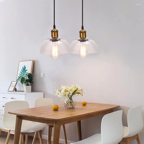 Anhängerlampen Ganeed Industrielle Beleuchtung mit klarem Glasschatten verstellbares Edison Farmhouse für Kitchen Island Restaurant El