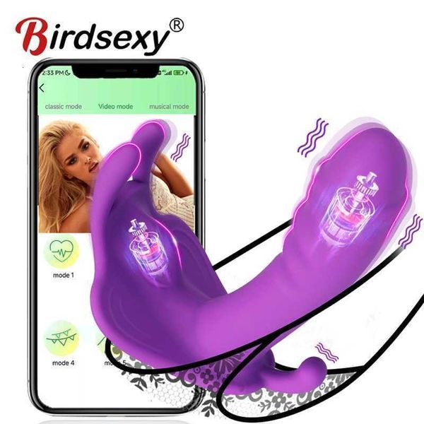 Seks Oyuncak Masajı Yetişkin Masajı Kadınlar Yapay penis Kelebek Vibratör Oyuncakları Uygulama Uzaktan Kumanda Bluetooth Seksi Kadın Vibratörler Çiftler