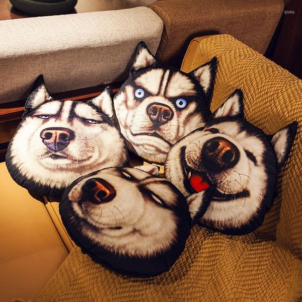 Pillow Erha 3d Dog Head Husky Cute da letto simpatico divano divertimento Net Red Hug Trapt