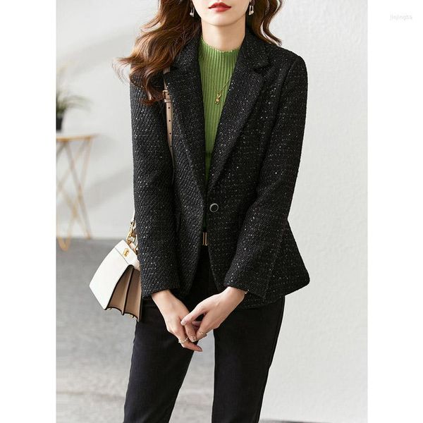 Ternos femininos da moda vimily Mulher Blazer 2023 Casacos de inverno chique e elegantes femininos de botão de malha único para mulheres V6698