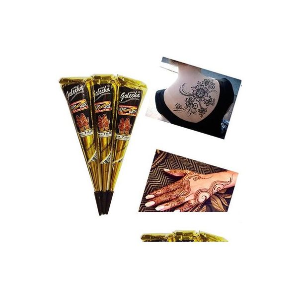 Tatuagens temporárias de alta qualidade Henna Tattoo Paint for Body Art Natural Inaian Pasta Ding Brown Drop Drop Entrega Saúde Beleza DHF9E