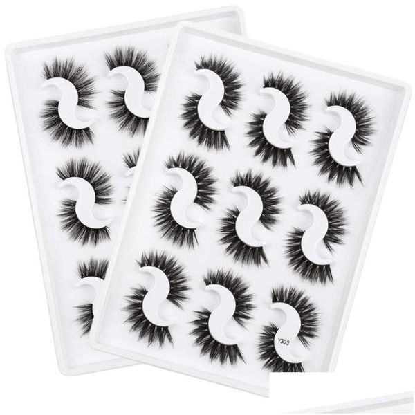 Ложные ресники 3D ласы для норки коробки для ресниц Упаковка 9 пар Натуральные макияж доставка здоровья красоты глаза DHA94