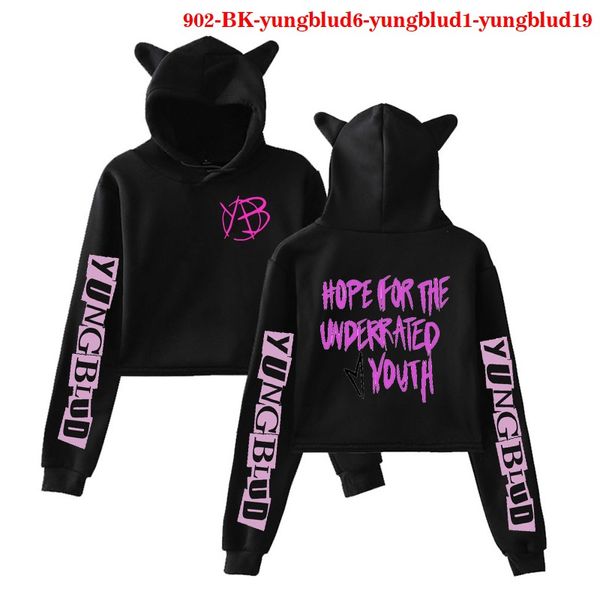 Schwarz Crop Top Sweatshirt Langarm Yungblud Frauen Hoodies Mit Kapuze 90er Jahre Mädchen Streetwear Yungblud Harajuku Hoodie Kpop Hoody