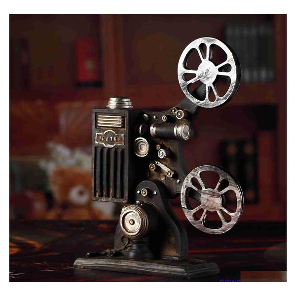 Arts and Crafts Factory Outlet Nostalgic Film Projector Model Props Creative Cinema Ornaments Resin Drop Delivery Home Garde Dh1qe