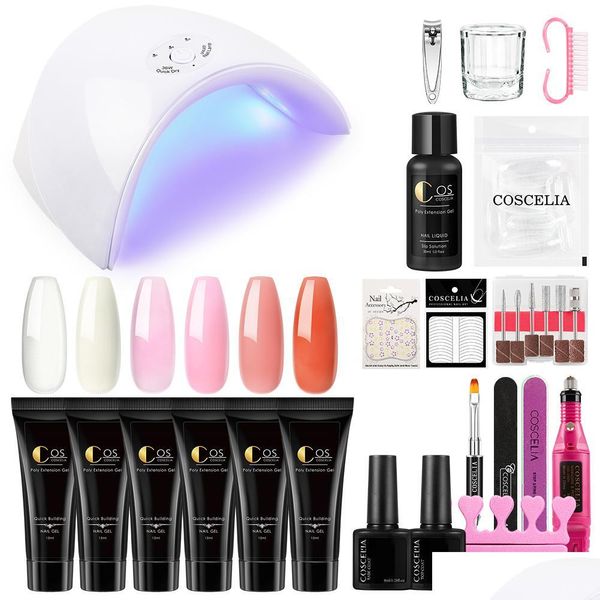 Kits de unhas kits de unhas kit 15ml uv gel dicas de manicure francês construir extensão de geléia de cristal conjunto poli para ferramentas entrega de gotas de saúde seja dhmcx