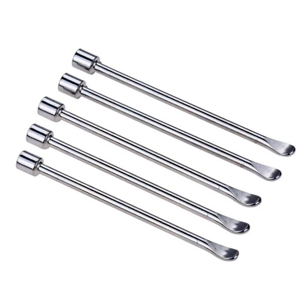 5pcs Raucheröl Schnupftabak Löffel Verdampfer Rohrreinigungswerkzeuge Titanium Nagel Löffel Edelstahl Trockener Kräuter -Dabber -Werkzeug für Wachs FY2690 BB0110