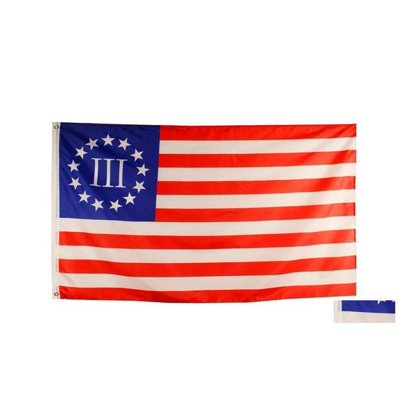 Banner Flags 90x150 cm 3x5 fts Us Nyberg Yüzde Üç Amerika Birleşik Devletleri Bayrağı Betsy Ross 1776 Toptan Fabrika Fiyat Damlası Teslimat Ev DHBPS