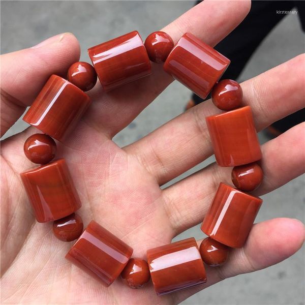 Strand Natural Red South Agate Jade Bangle Bangle Bears Bracelet For Women Men Gift Bangles 16 мм