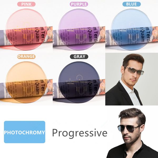 Çok renkli fotokromik progresif optik lens reçeteli güneş gözlükleri için çok odaklı RX-lens UV400 HMC EMI Fulltype Frame Free Gözlük Montajı için