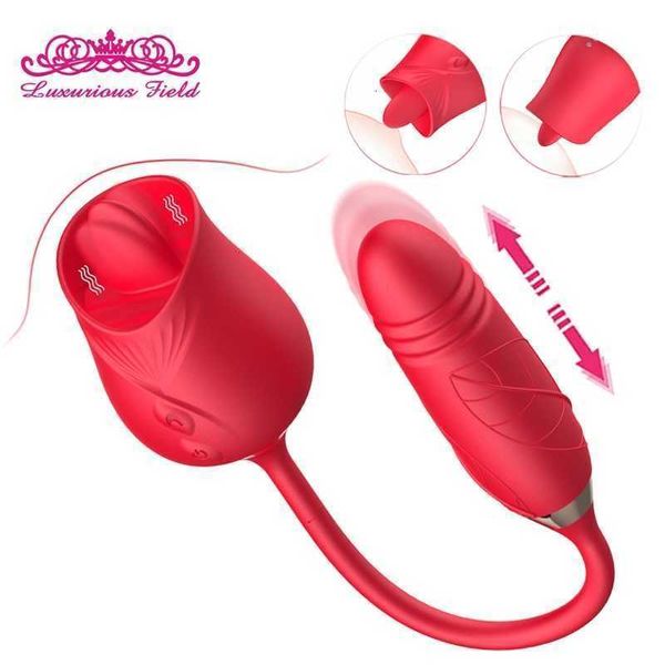 Sexspielzeug Massagegerät Rose Toys Vibrator für Frauen Klitoris Stimulator Zunge G-Punkt Teleskopvibration Weibliche Brustwarze Vagina Erwachsene 18