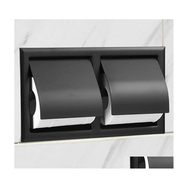 Suportes de papel higi￪nico Double Toileissue Suporte preto All Contruction Metal 304 A￧o inoxid￡vel Caixa de rolagem Droga Delive Dhiyl