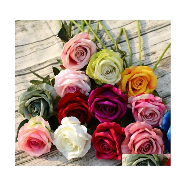 Fiori decorativi ghirlande rose artificiali rosa bouquet per matrimonio decorazione per la casa natale bianca fiore blu blu dbc vt0963 d dh31k