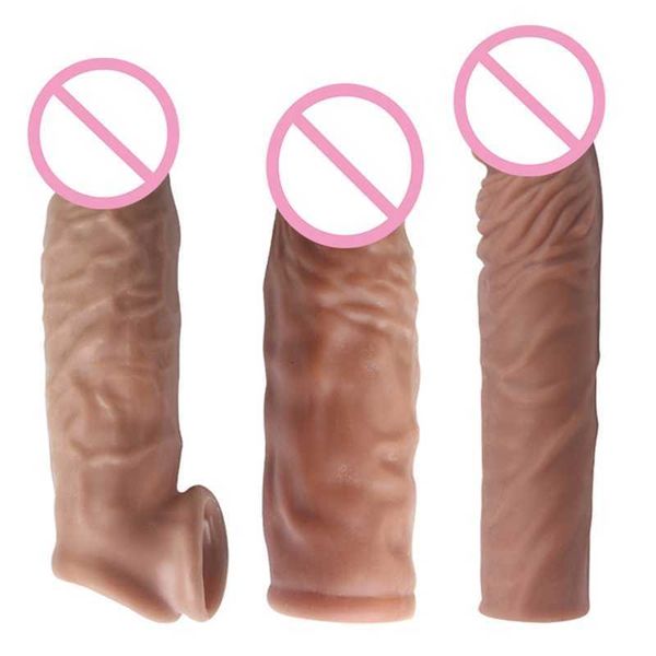 Massager per adulti 3 tipi Penis Extender Sleeve Reusibili Sex Toys for Men ritarda Eiaculazione Cock Lock Sperma di sperma Adulti