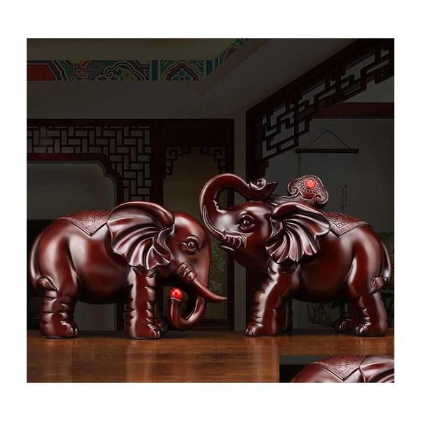 Artes e artesanato Factory Outlet Zhaocai Nafu Ornamentos de elefante Um par de gabinete de tv para sala de estar chinesa Decora￧￣o de desktop Dhtv2
