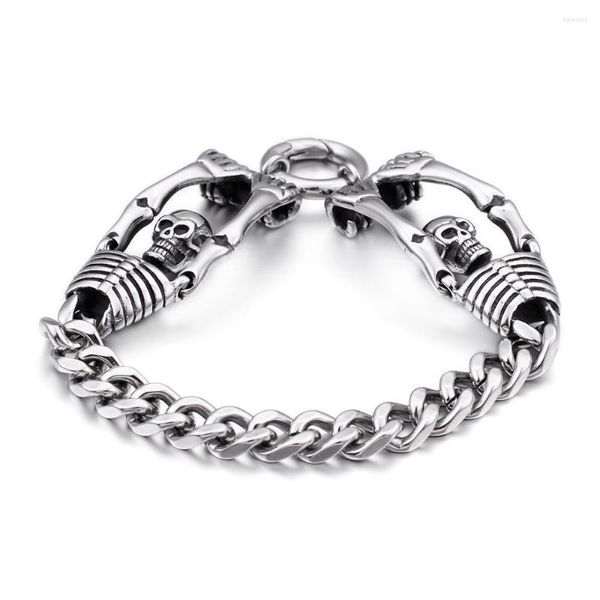 Charm Armbänder HAOLYNJOY Großhandel Knochen Schädel Punk Stil Armband Männer 316L Edelstahl Schmuck