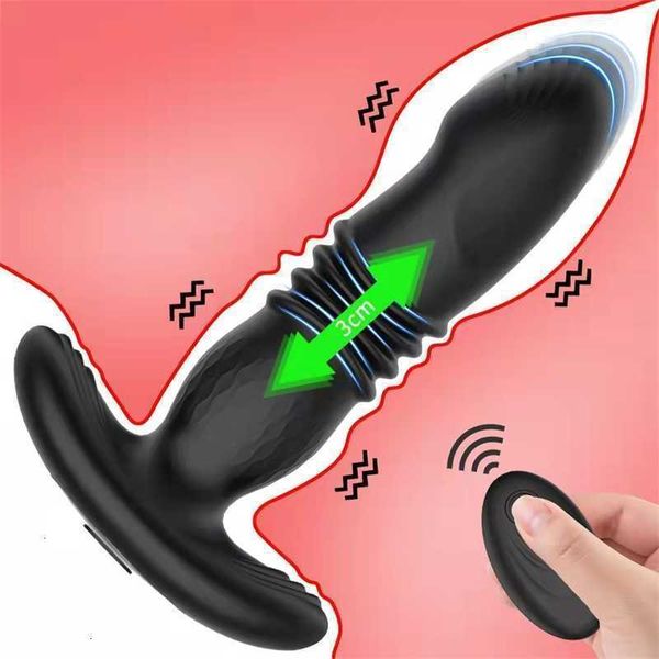 Sexspielzeug-Massagegerät, erwachsenes Massagegerät, Teleskop-Dildo, Analplug, Vibrator, männliche Prostata, drahtlose Fernbedienung, Maschine, Masturbator, Gesäß, Spielzeug für Männer