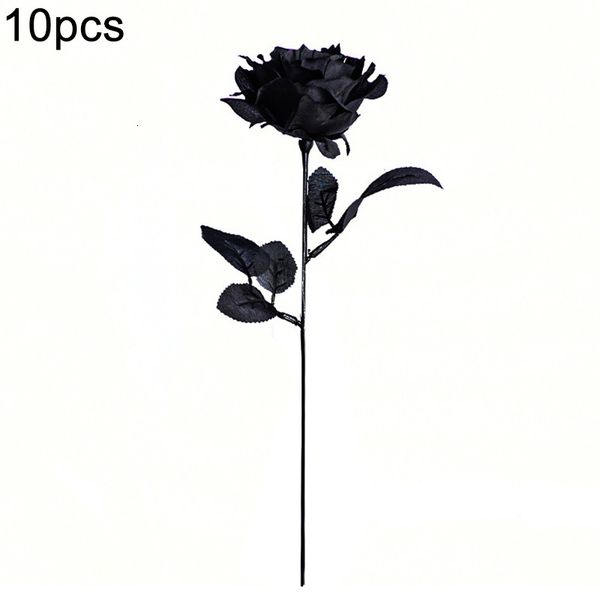 Dekorative Objekte Figuren 10pcs 41 cm schwarze Rose Künstliche Blumen Seiden Wohnkultur Ästhetische Hochzeit Flores Artificiales getrocknete Bouquet Großhandel 230110