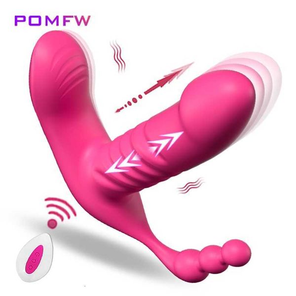 Massager di giocattoli per sex Massager per adulti Massager 3 in 1 Dildo Telescopico Vibratore Female Spinge Clitoride Stimulator Benici per le donne coppia il telecomando wireless