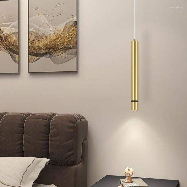 Pendelleuchten Schwarz/Gold Tube Cafe Restaurant Led-Licht Schlafzimmer Rohr Spotlight Luxus Einfache Moderne Bar Tisch Hängen Kronleuchter Lampe