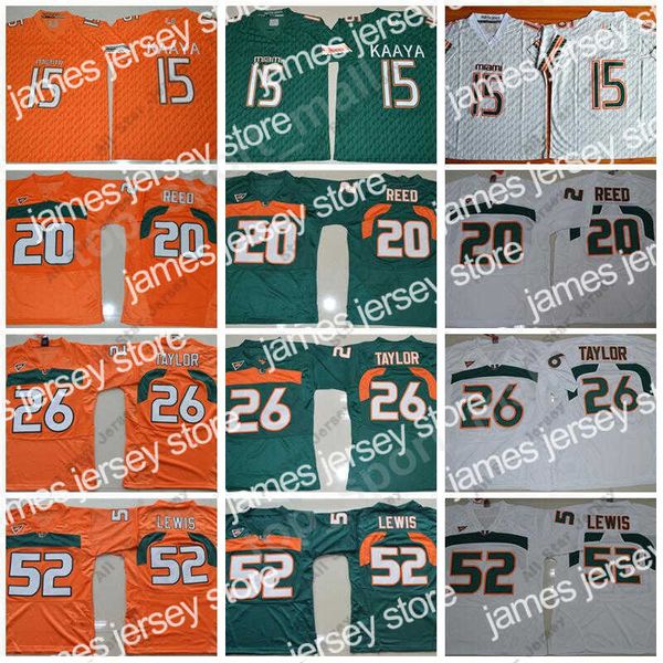 American College Football Wear American College Football Wear Herren College Football Miami Hurricanes Trikots 15 Brad Kaaya 20 Ed Reed 52 Ray Lewis 26 Sean Taylor Green