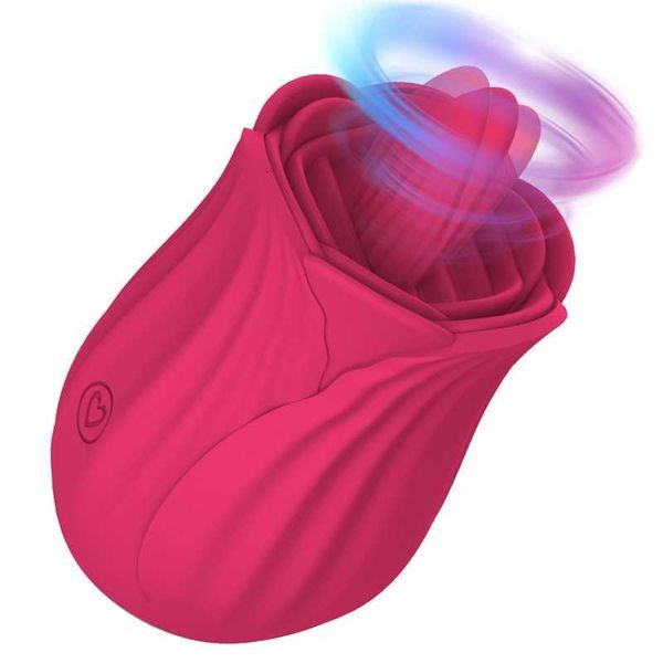 Massaggiatore per adulti Rose Flower Licking Vibratore per le donne Stimolazione del clitoride G-spot Vagina Dildo Tongue Vibratori femminili Giocattoli del sesso