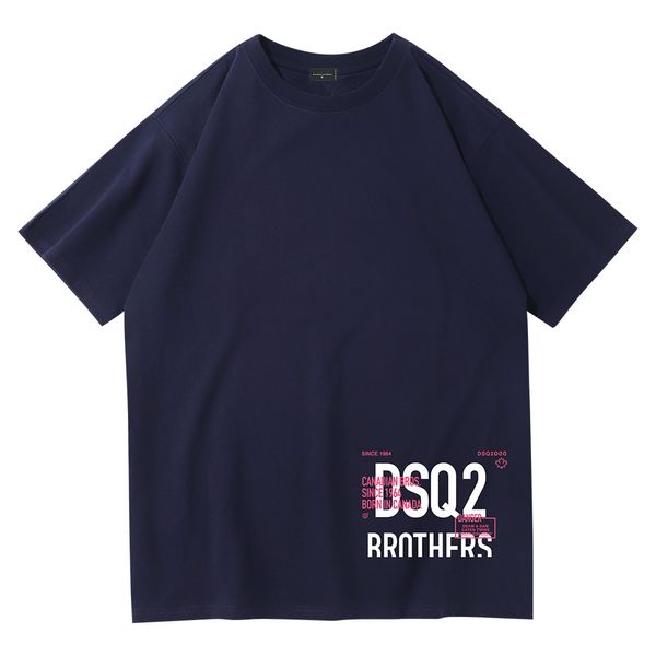 pano de algodão DSQ2 Camiseta masculina Manga curta diária impressão de algodão solta Casal de design inferior