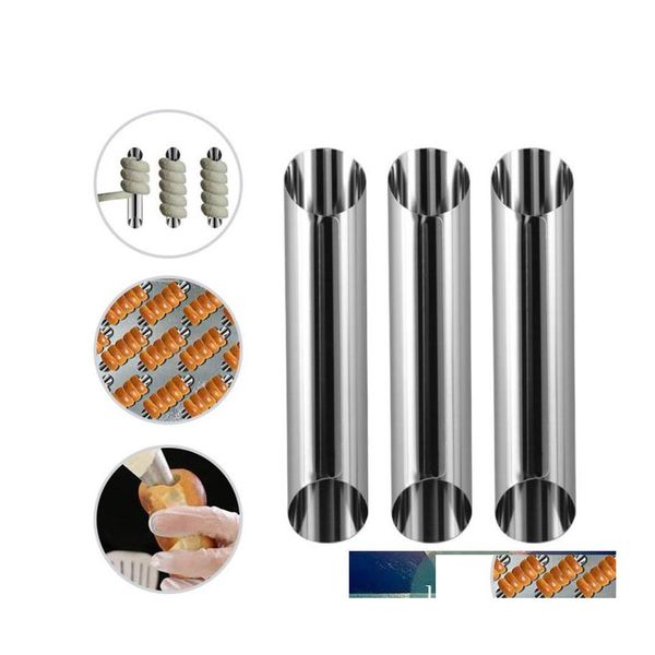 Backformen 3pcs/Los Küche Edelstahlkegel Horn Gebäck Roll Kuchenform Spiral gebackener Croissantsrohre Keksdessertwerkzeug Dr. Otnjp