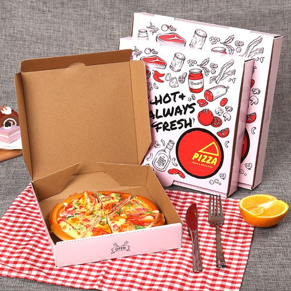 Scatole per pizza marroni in carta kraft di carta kraft per alimenti da asporto ecologiche per alimenti stampate a colori personalizzate A383