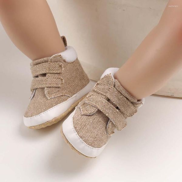 Первые пешеходы Baby Boy Shoes Casual Sport Sneakers Born Prewalker Match Canvas Fashion Fashion High Top Girl Crib 0-18M