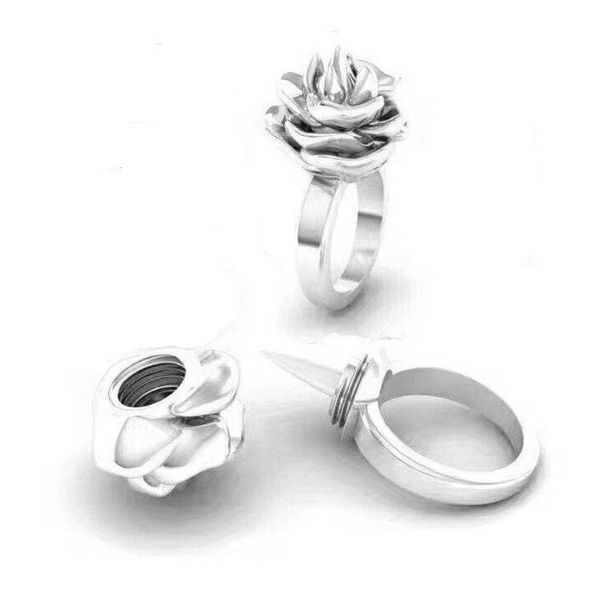 Кольцо самообороны в форме розы в стиле ретро, кольцо для вечеринки, самооборона, кольца для влюбленных, инструмент, личная защита, кольца из нержавеющей стали