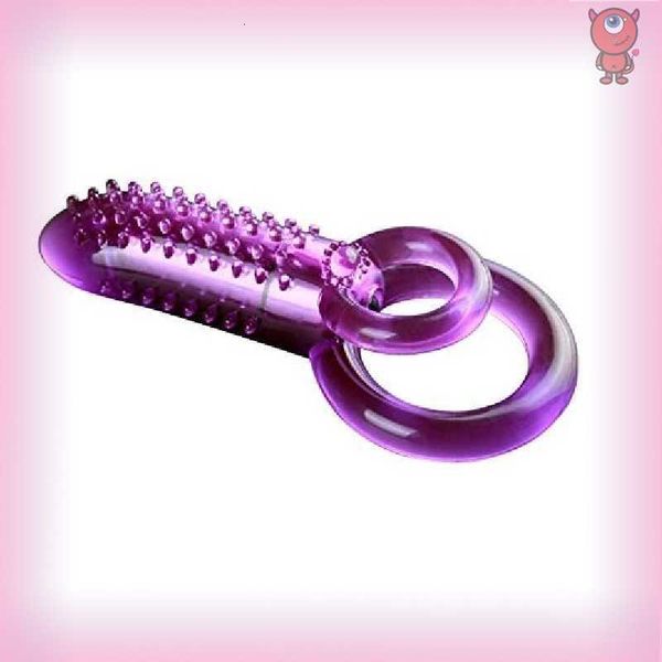 Brinquedos sexuais Brinquedos massageadores Penis Ring Wearable Vibration Cock with Tongue Clitoral Stimulator Nodules Raised Beads Anal Beads for Couple Play
