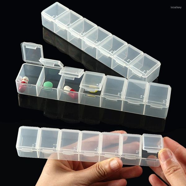 Sacchetti porta gioielli 2 pezzi 7 griglie rettangolo regolabile scatola di immagazzinaggio trasparente anello orecchino custodia in plastica organizer portatile