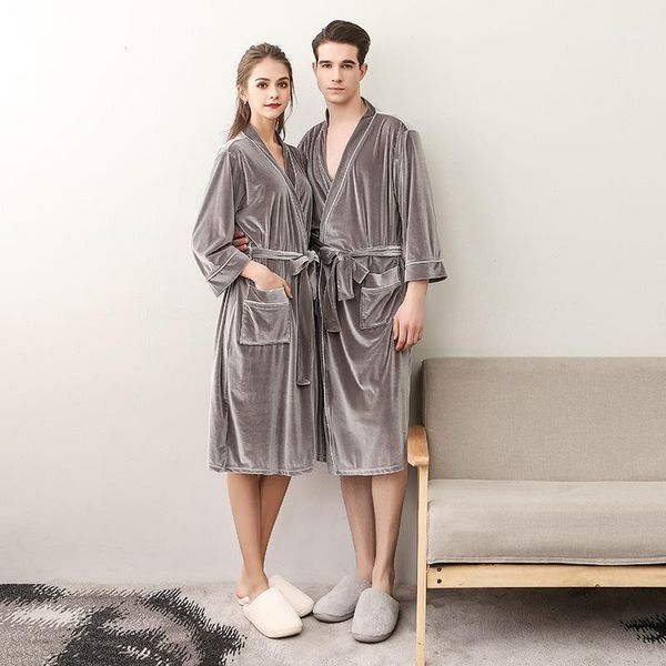 Men's Sleepwear Man Bath Robe Lovers Men Robe Men Men Lounge Vestido de Vestido de Casamento Kimono Long Robes Gray Peignoir Homme 2023