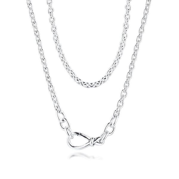 Catene Chunky Infinity Knot Collana a catena per ragazze Choker Love Statement Collane Fine 925 Sterling Silver Women JewelryChains